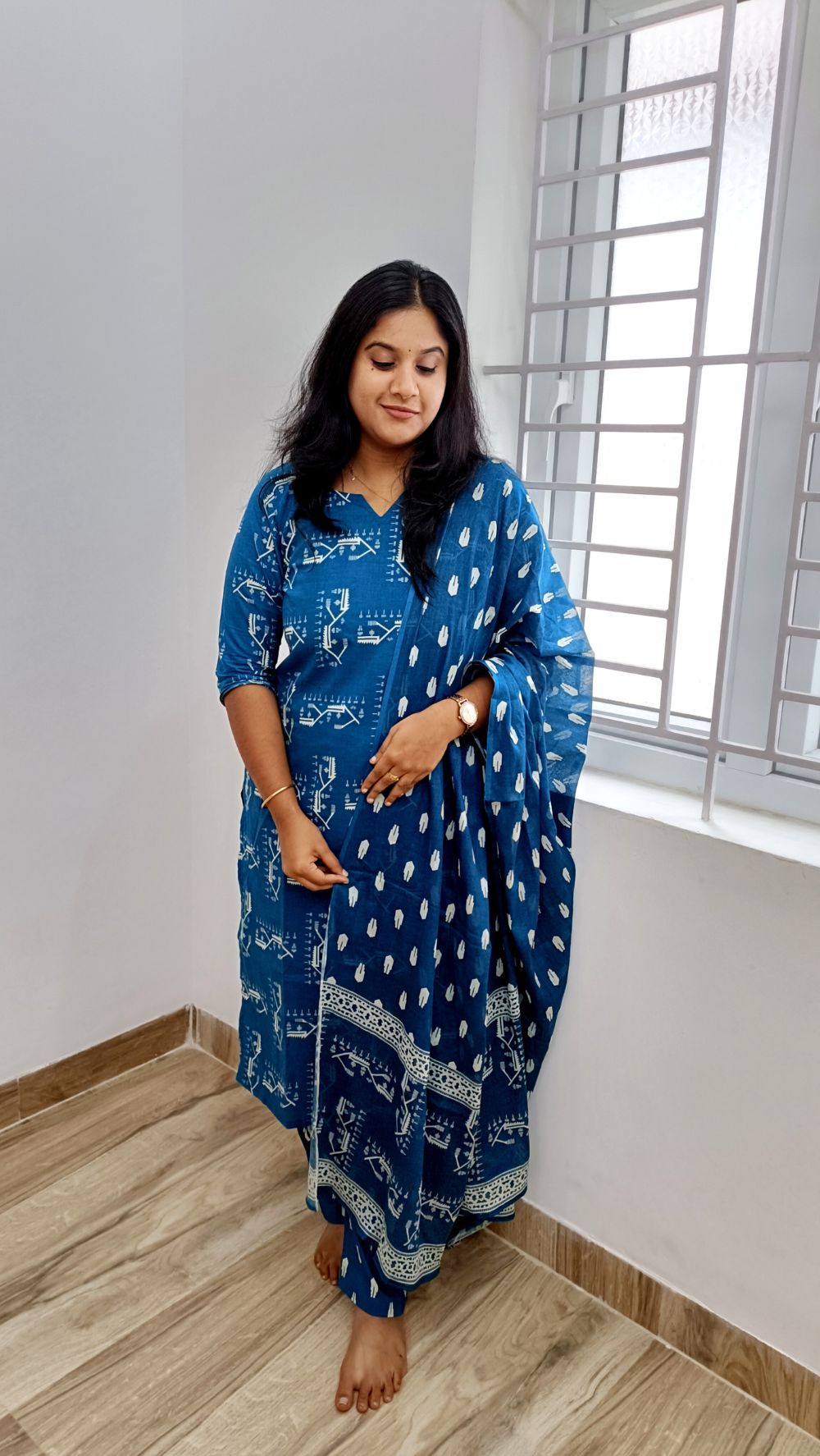 Blue Pure Soft Cotton Salwar Suit Set