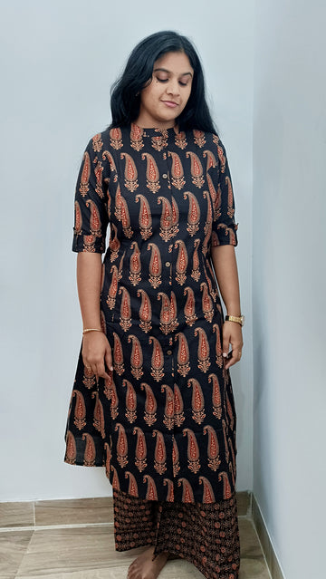 Ajrak Pure Mul cotton Aline Kurthi