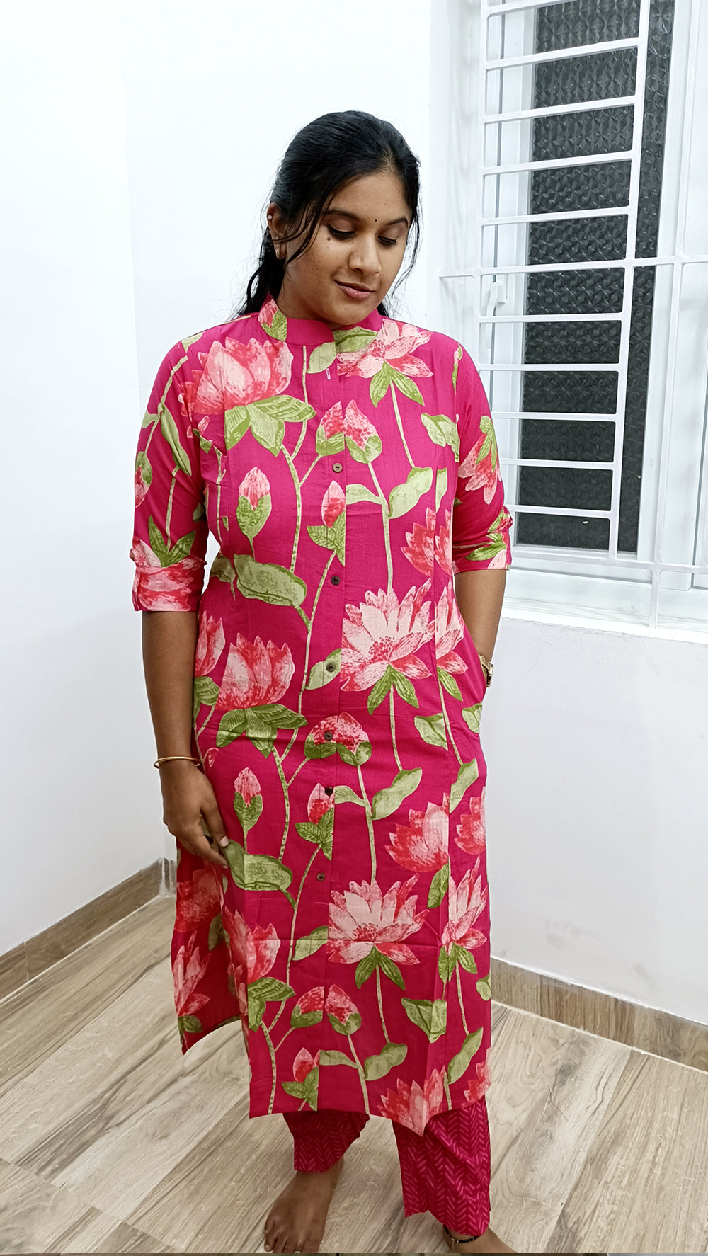 Mul Cotton Floral Aline Kurti