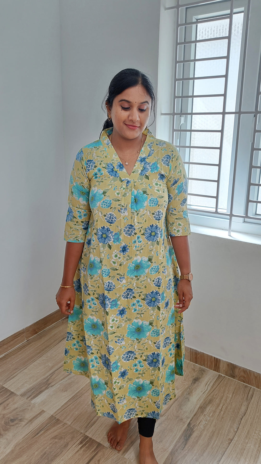 Floral Aline Cotton Kurti
