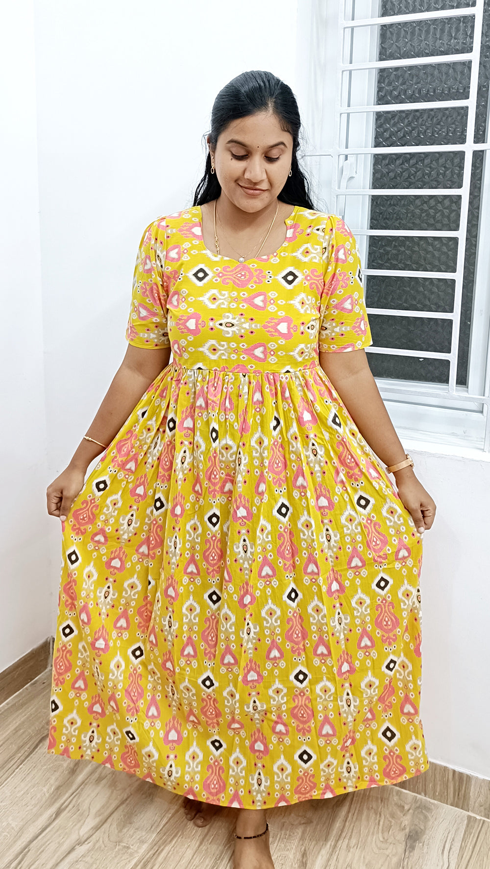 Floral Handblock Printed Cotton Dress