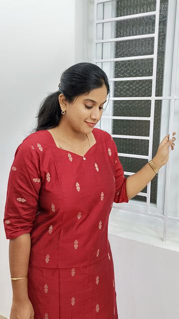 Premium Cotton Silk Kurti-Red