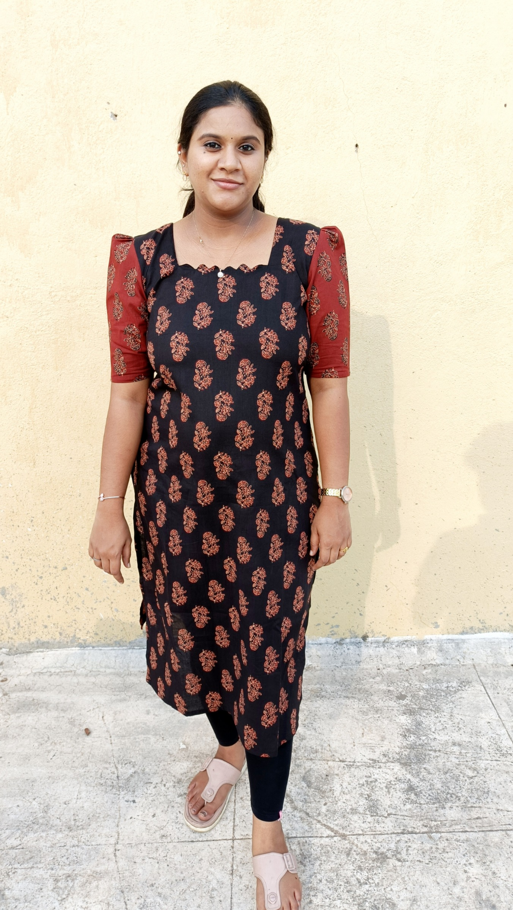 Pure Cotton Ajrak Designer Kurti - Black