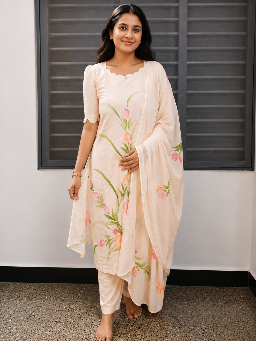Premium Hand-Painted Mul Cotton - Salwar Suit set
