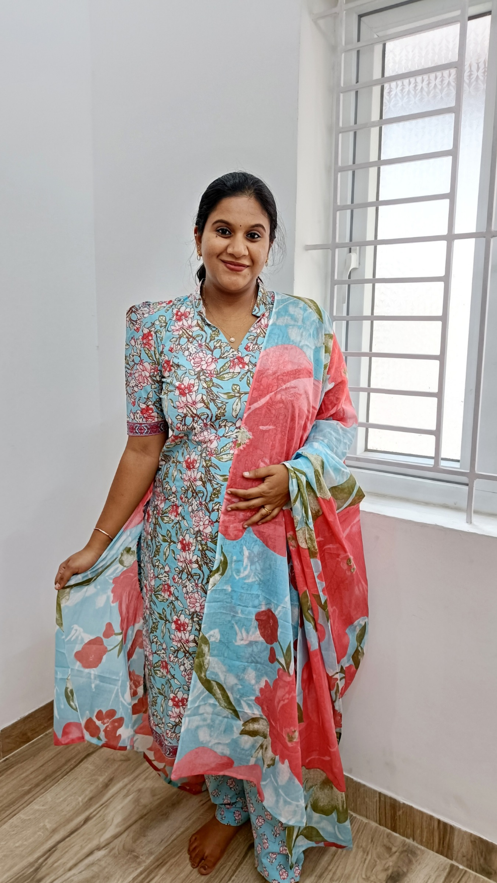 Premium Quality Mul Cotton Salwar Suit Set - Baby Blue