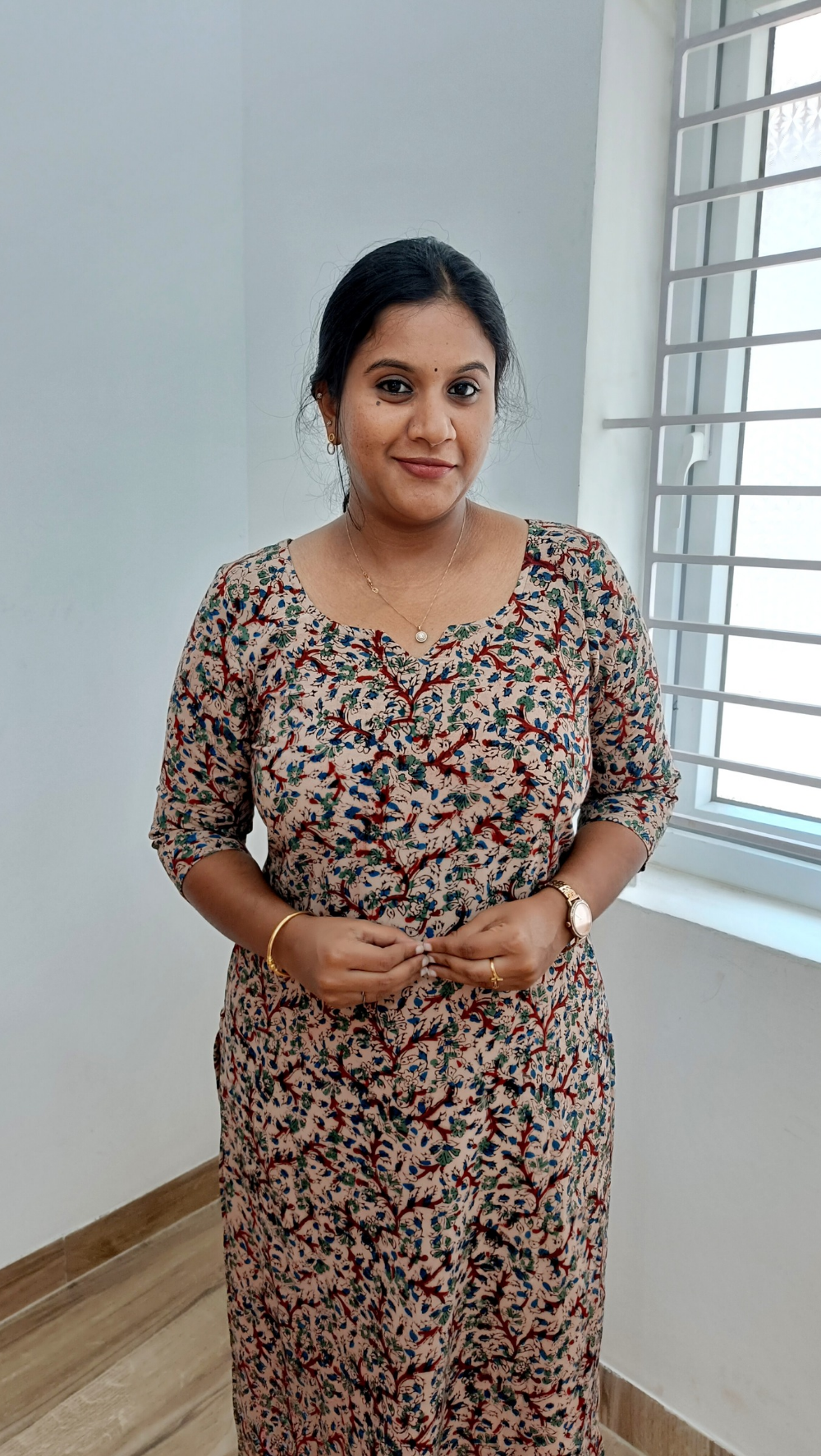 Pure Kalamkaari Handblock Print Kurti-Beige