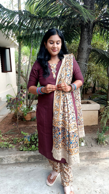 Premium Handblock Kalamkari Salwar Suit Set