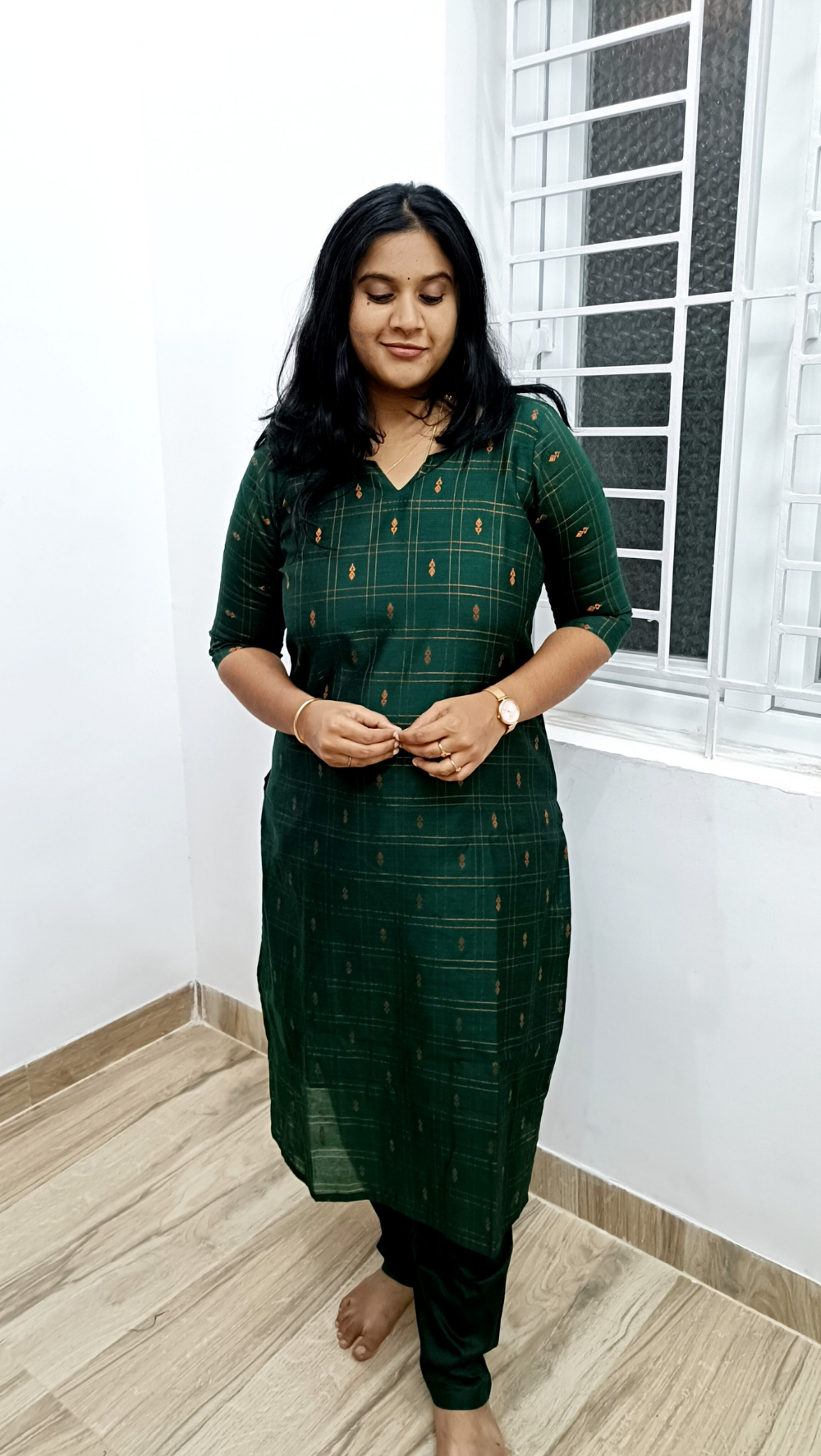 Green Premium Raw Silk Salwar Suit Set with kalamkari Dupata