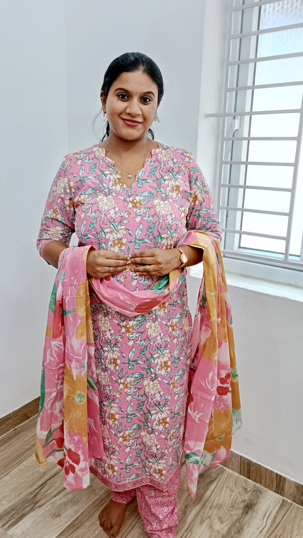 Premium Quality Mul Cotton Salwar Suit Set - Baby Pink
