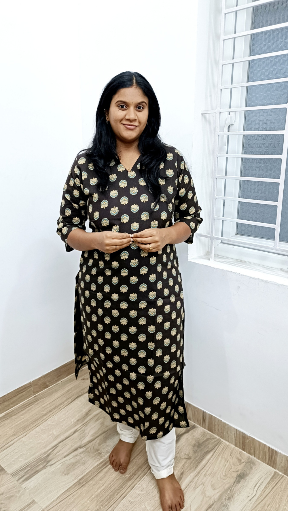 Pure Cotton Ajrak Kurthi-Coffee Brown