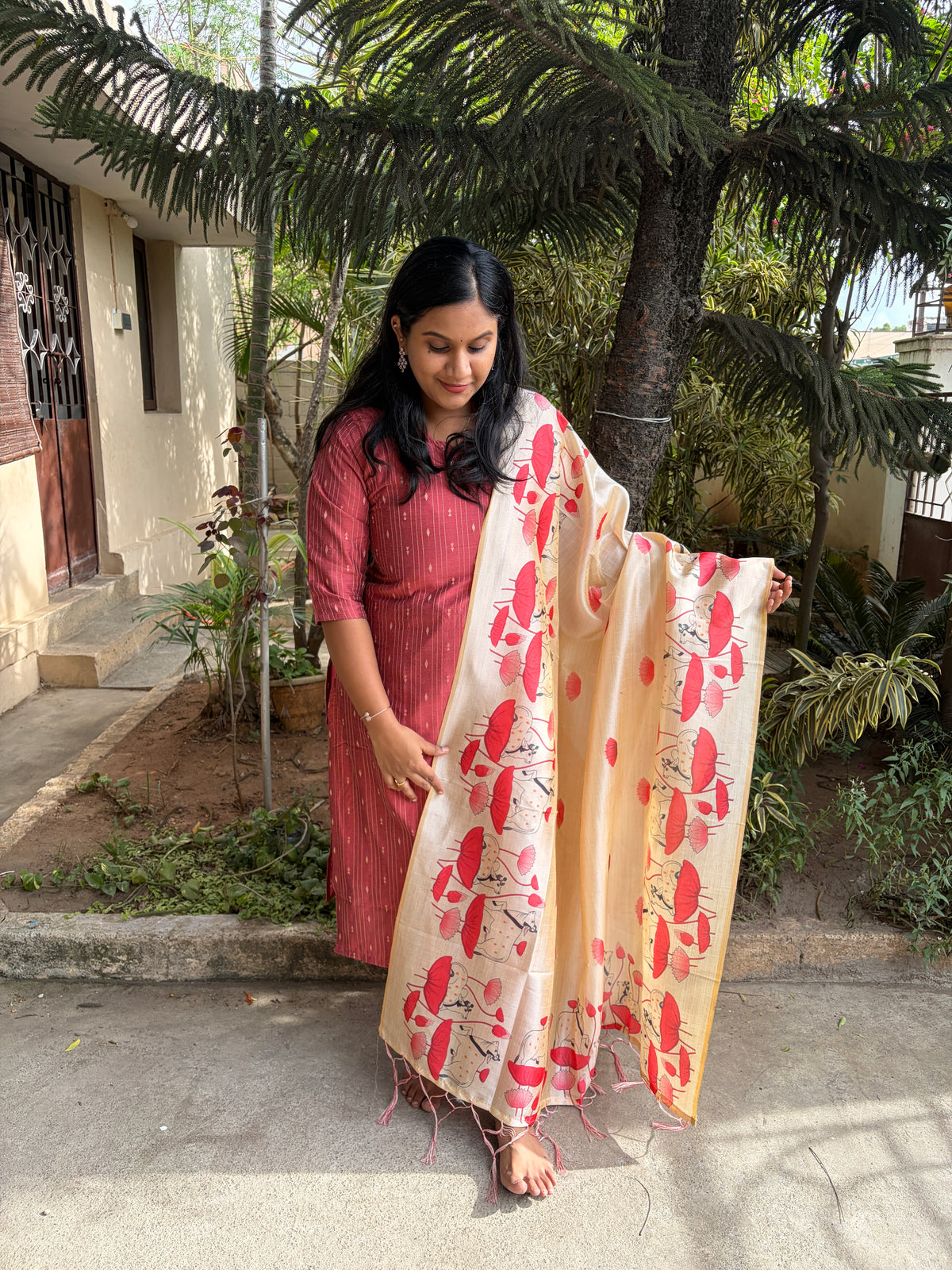 Premium Raw Silk - Maroon Salwar Suit set