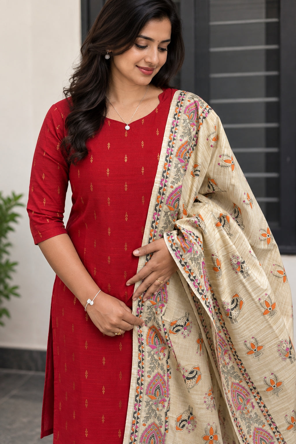 Premium Raw Silk - Red Salwar Suit set