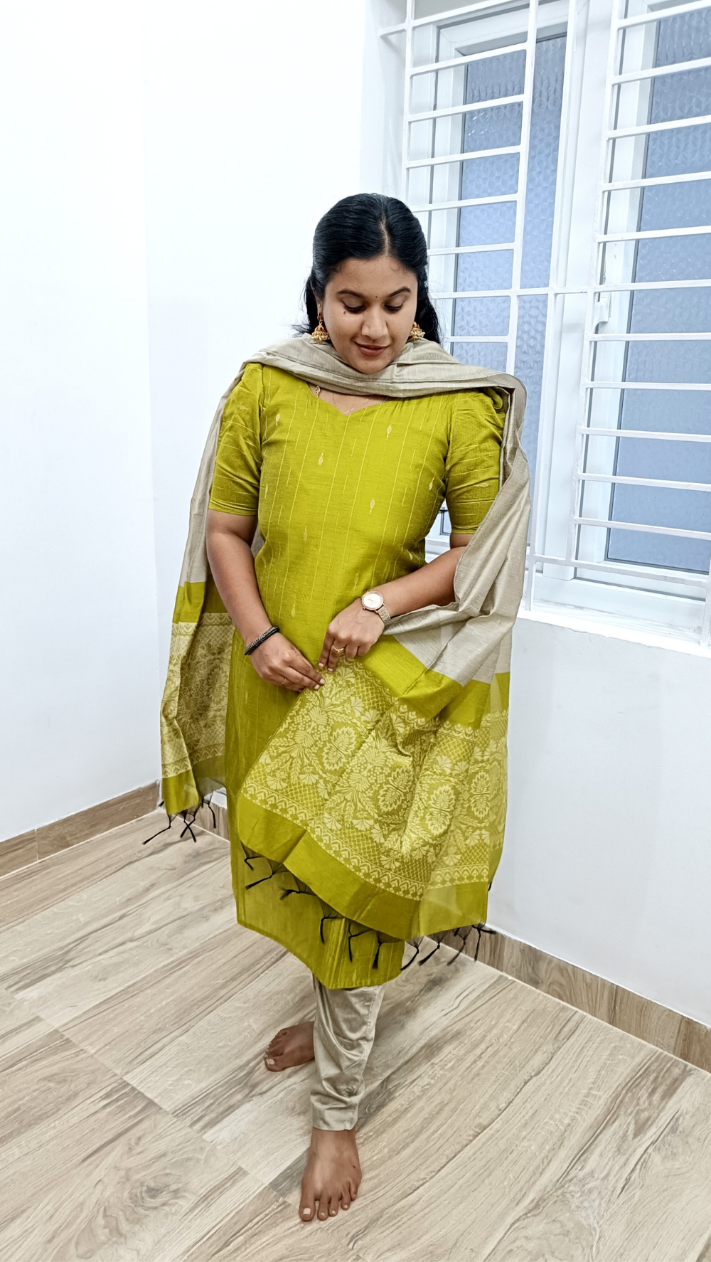 Premium Rawsilk Salwar Suit Set with Half and Half Dupata