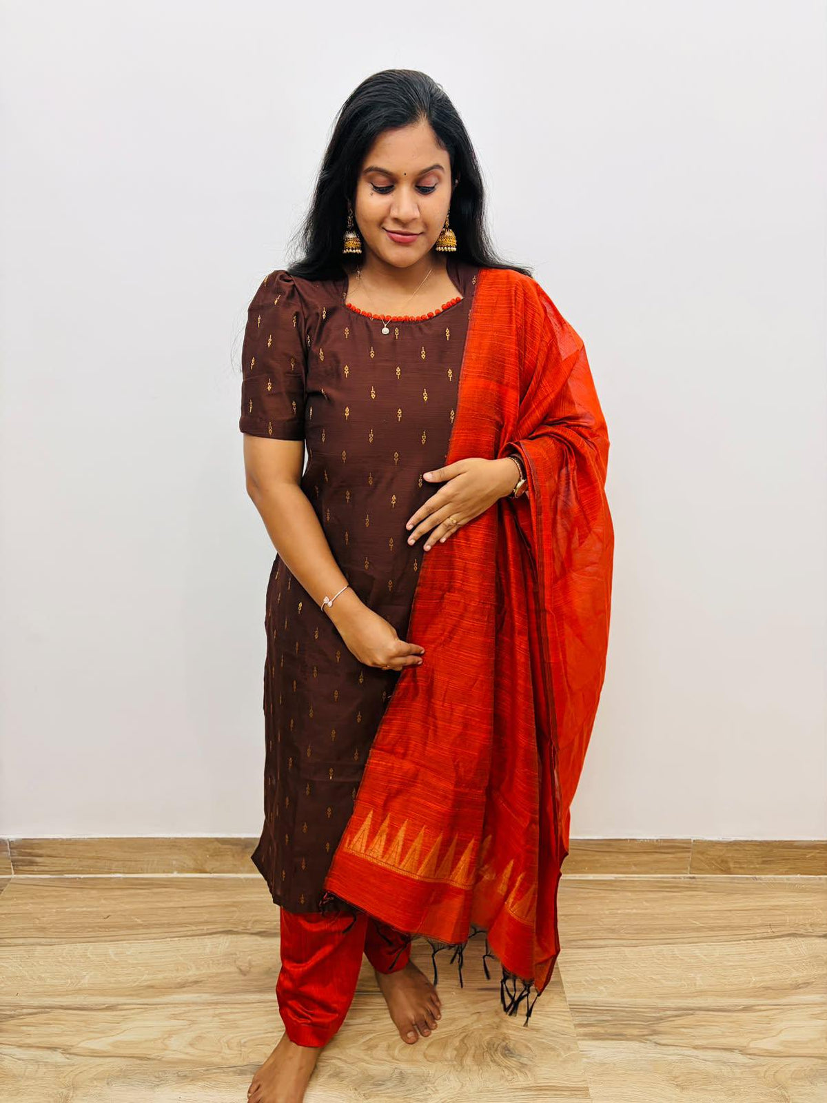 Premium Raw Silk - Brown Salwar Suit set